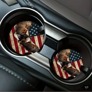 American Flag Eagle Car Coasters